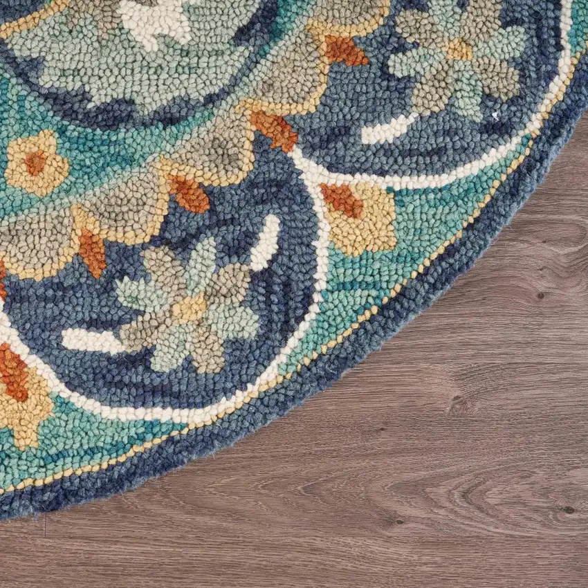 Blue Floral Mandala Area Rug Photo 5