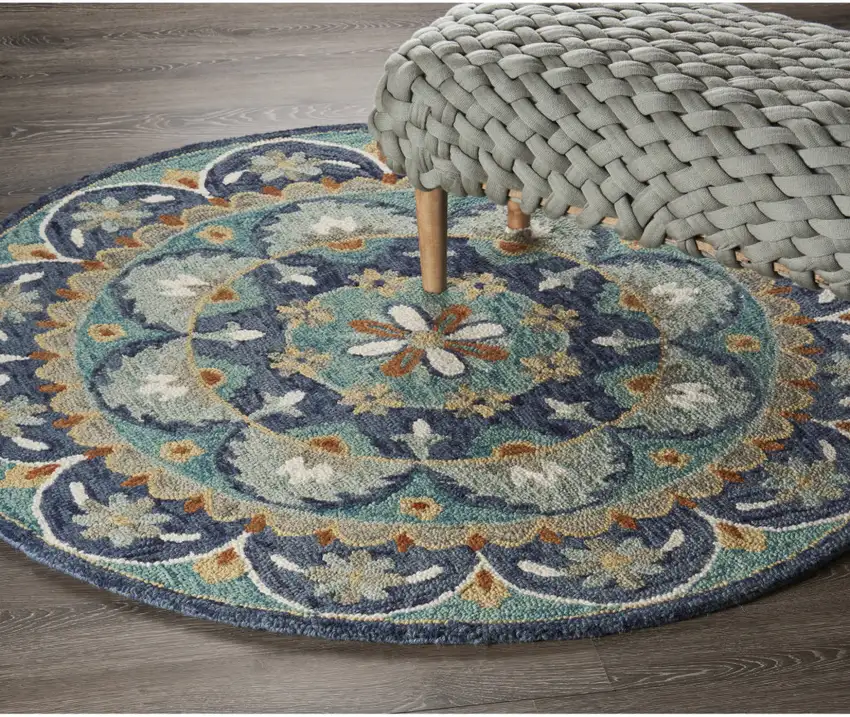 Blue Floral Mandala Area Rug Photo 8