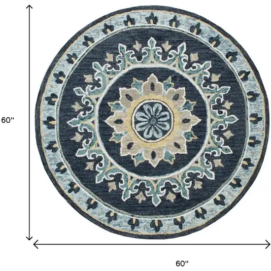 Blue Floral Medallion Area Rug Photo 3