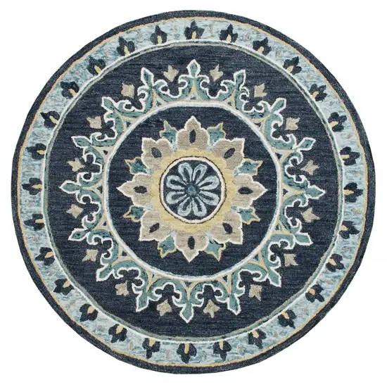 Blue Floral Medallion Area Rug Photo 7