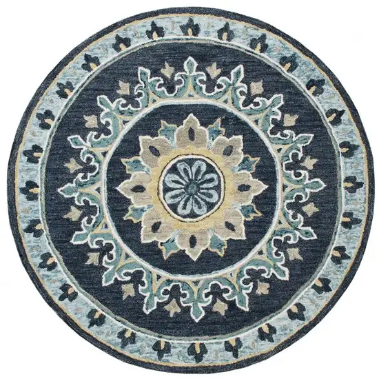 Blue Floral Medallion Area Rug Photo 6