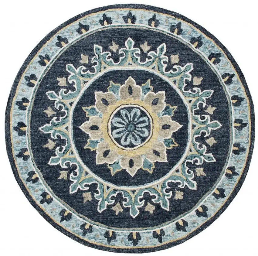 Blue Floral Medallion Area Rug Photo 6