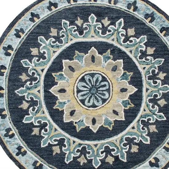 Blue Floral Medallion Area Rug Photo 6