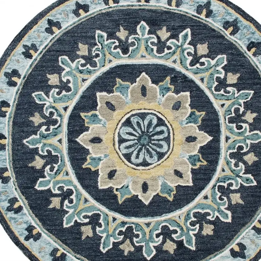 Blue Floral Medallion Area Rug Photo 6