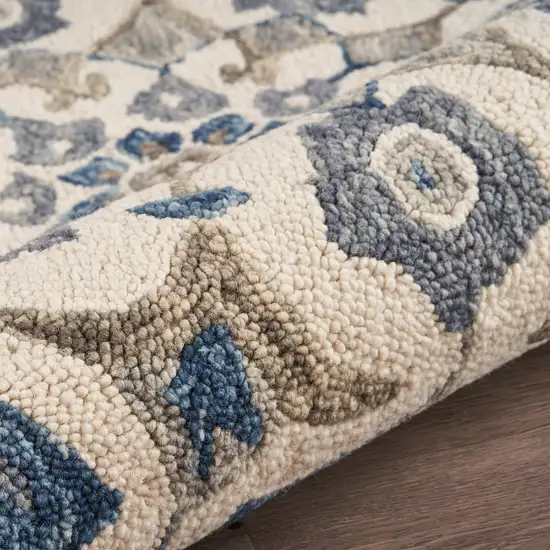 4' Round Blue Floral Oasis Area Rug Photo 6