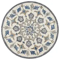 Photo of 4' Round Blue Floral Oasis Area Rug