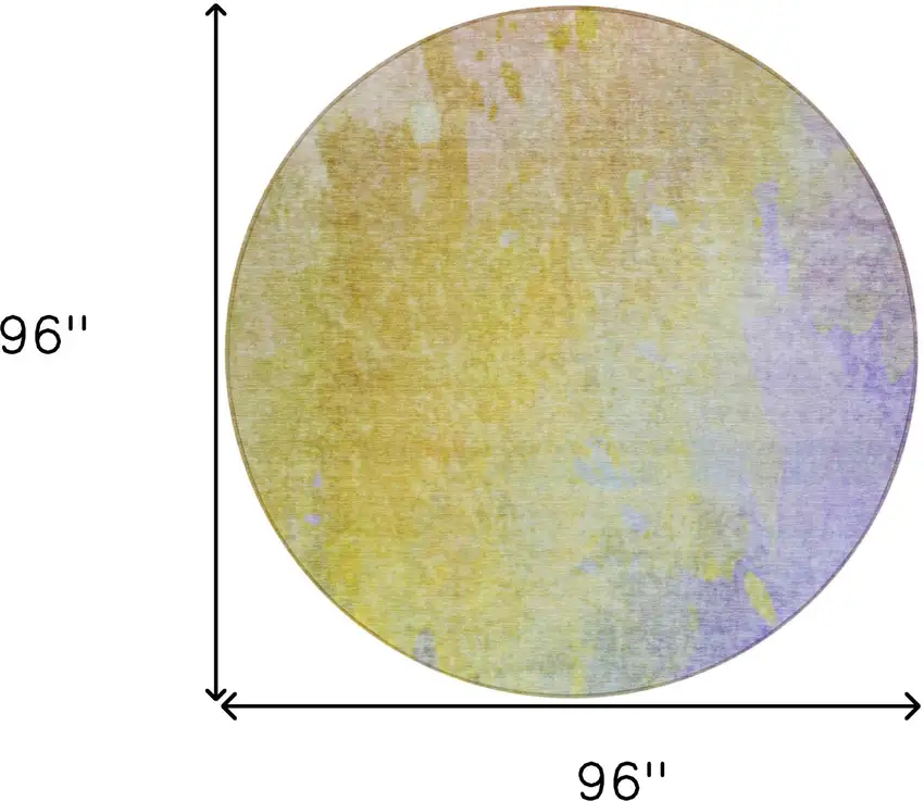 Blue Gold and Wheat Round Abstract Washable Non Skid Indoor Outdoor Area Rug Photo 3