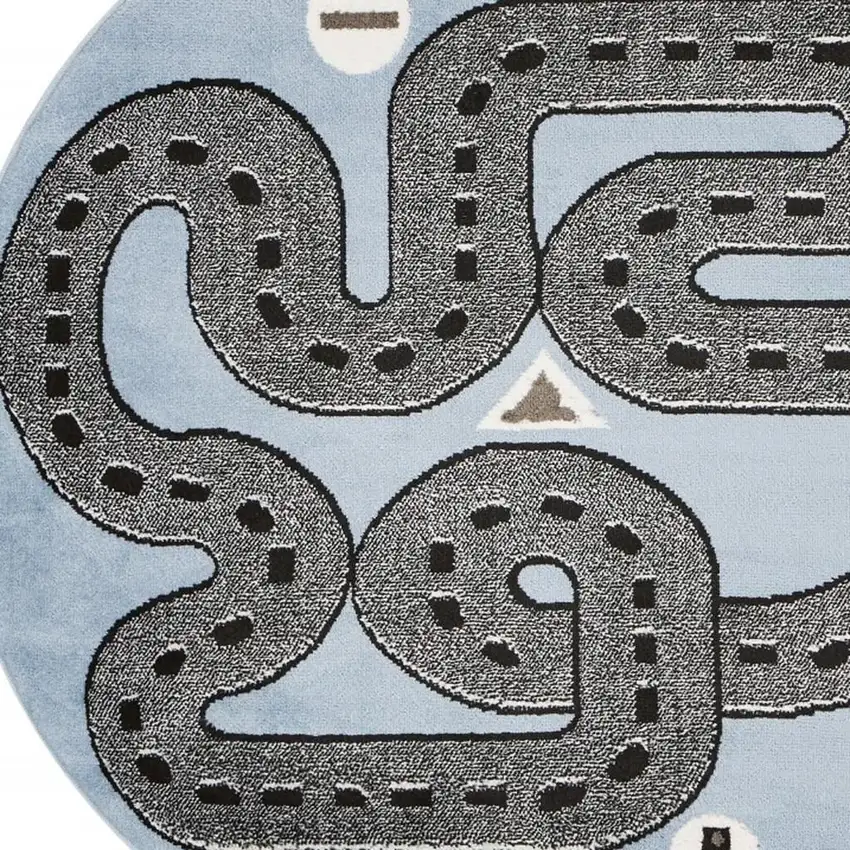 Blue Imaginative Racetrack Area Rug Photo 5
