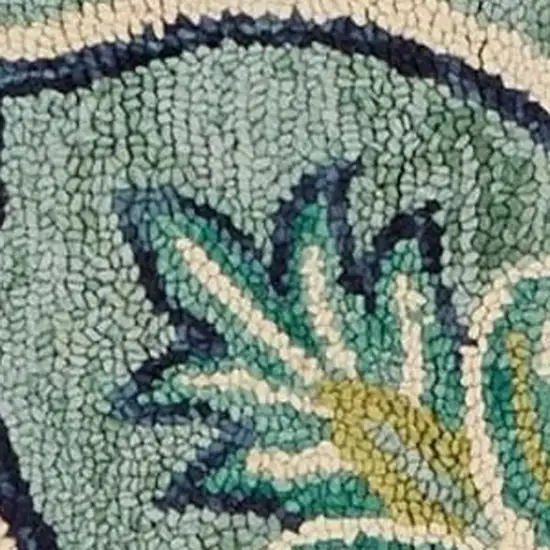 4' Blue And Green Wool Geometric Hand Tufted Round Rug Photo 3