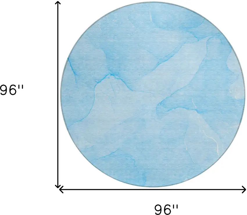 8' Round Blue Round Abstract Washable Non Skid Indoor Outdoor Area Rug Photo 3