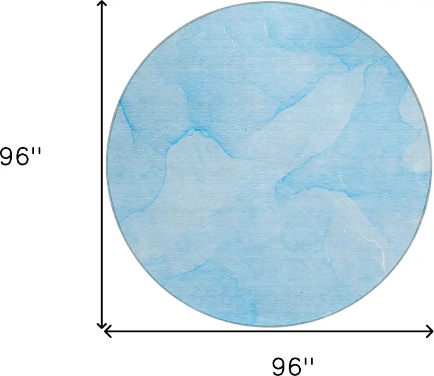 8' Round Blue Round Abstract Washable Non Skid Indoor Outdoor Area Rug Photo 3