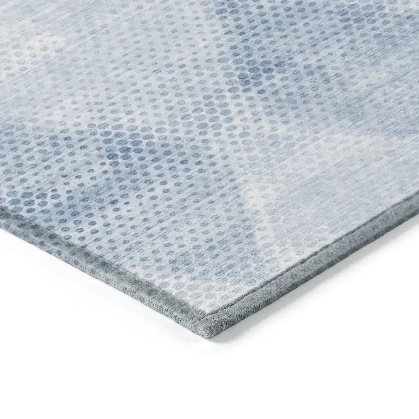 Blue Round Geometric Washable Non Skid Indoor Outdoor Area Rug Photo 7