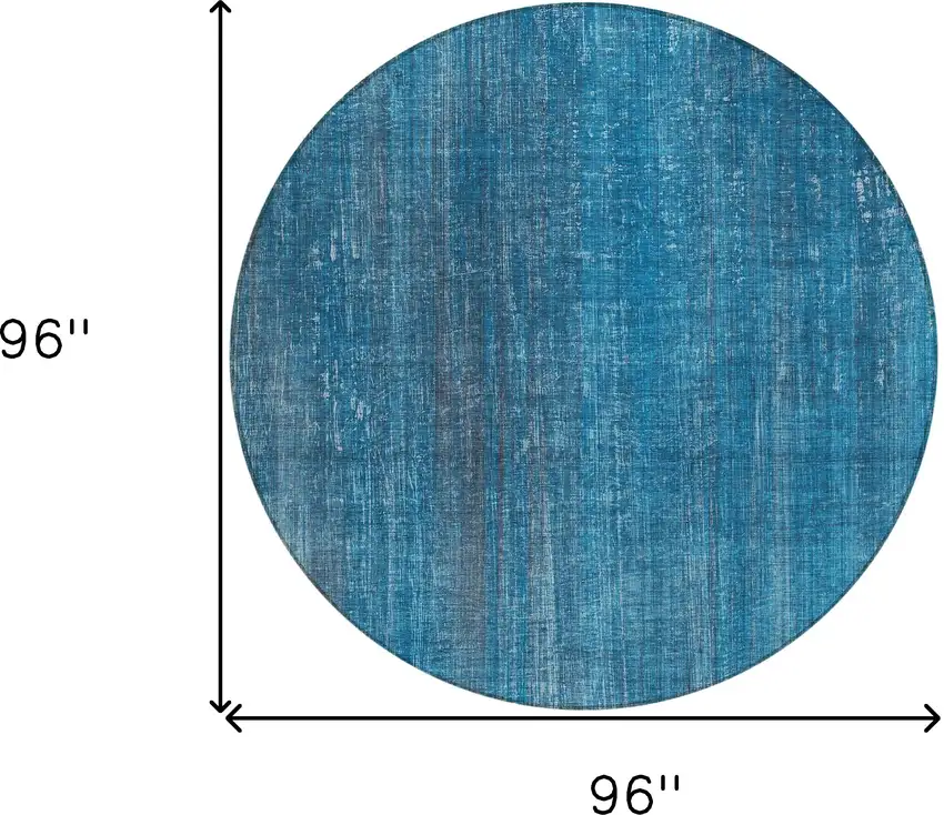 Blue Round Striped Washable Non Skid Indoor Outdoor Area Rug Photo 3