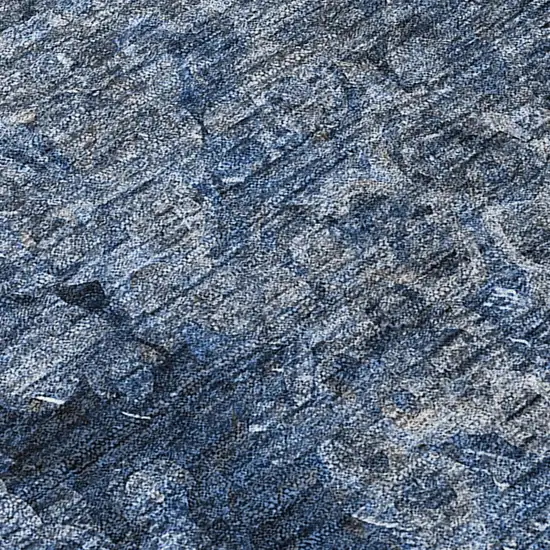 Blue Round Washable Non Skid Indoor Outdoor Area Rug Photo 8