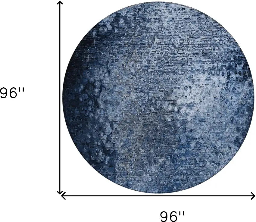 Blue Round Washable Non Skid Indoor Outdoor Area Rug Photo 3