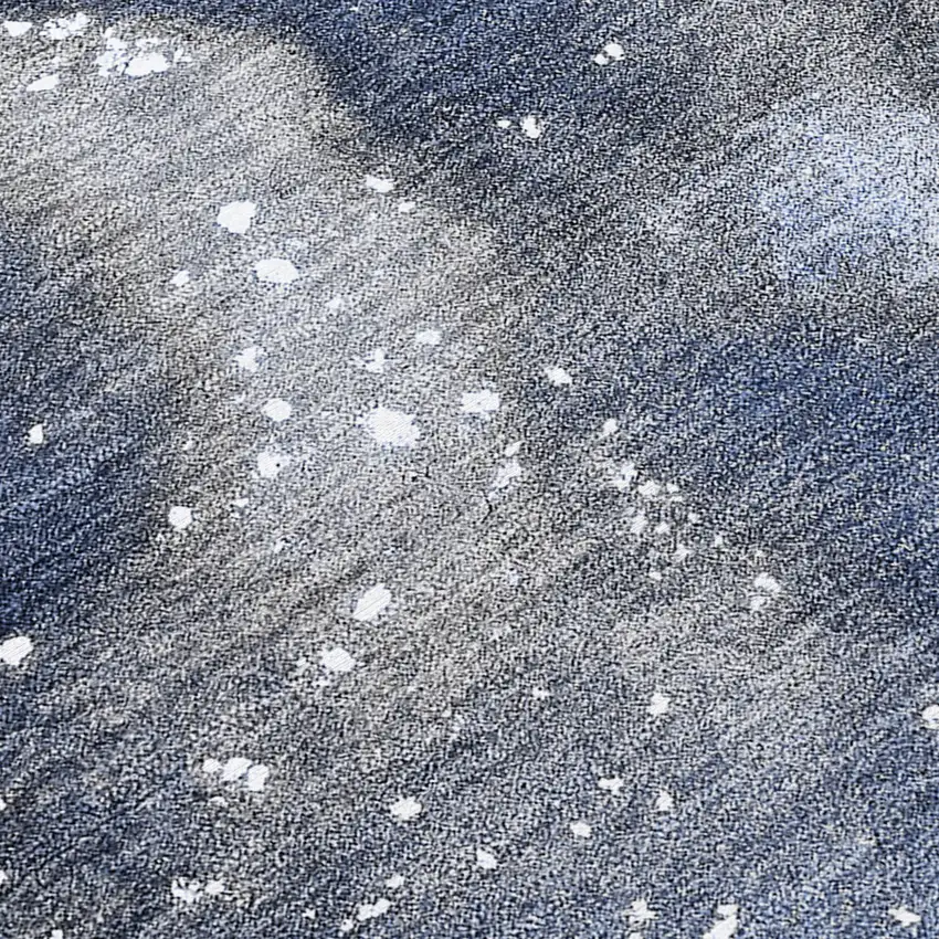 Blue and Gray Round Abstract Washable Non Skid Indoor Outdoor Area Rug Photo 8