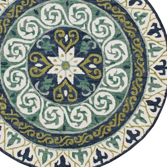 Blue and Green Ornate Medallion Area Rug Photo 5