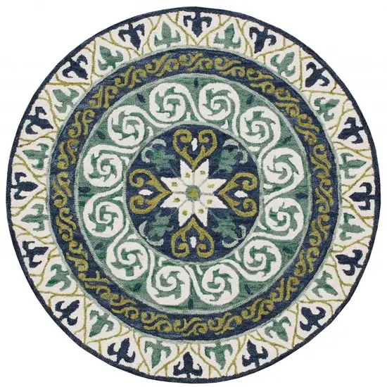 Blue and Green Ornate Medallion Area Rug Photo 6