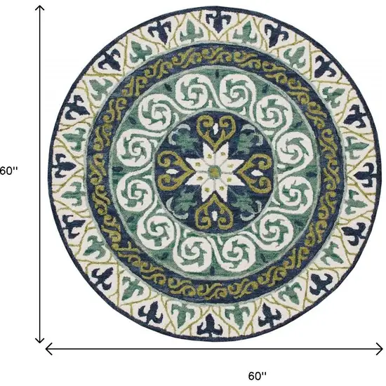 Blue and Green Ornate Medallion Area Rug Photo 3