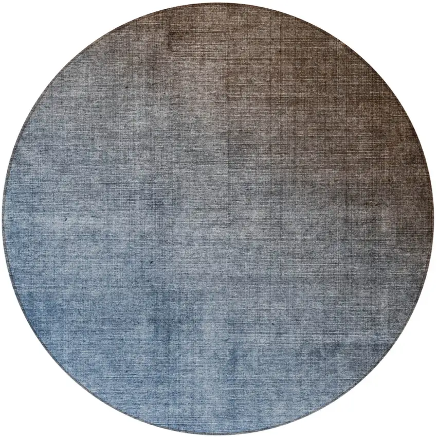 Blue and Green Round Ombre Washable Non Skid Indoor Outdoor Area Rug Photo 4