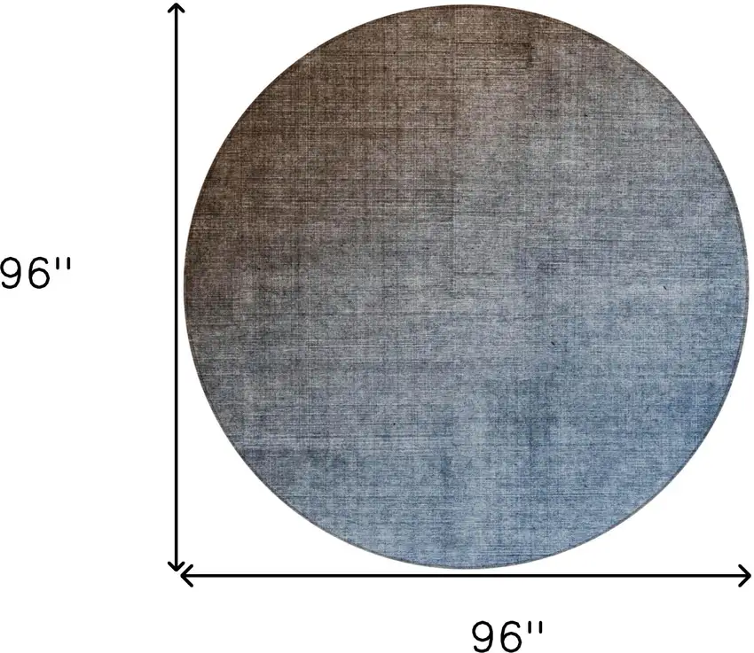 8' Round Blue and Green Round Ombre Washable Non Skid Indoor Outdoor Area Rug Photo 3