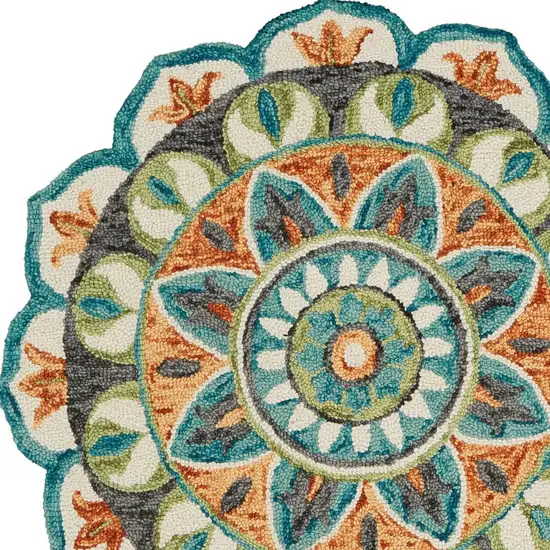 Blue And Orange Medallion Area Rug Photo 7