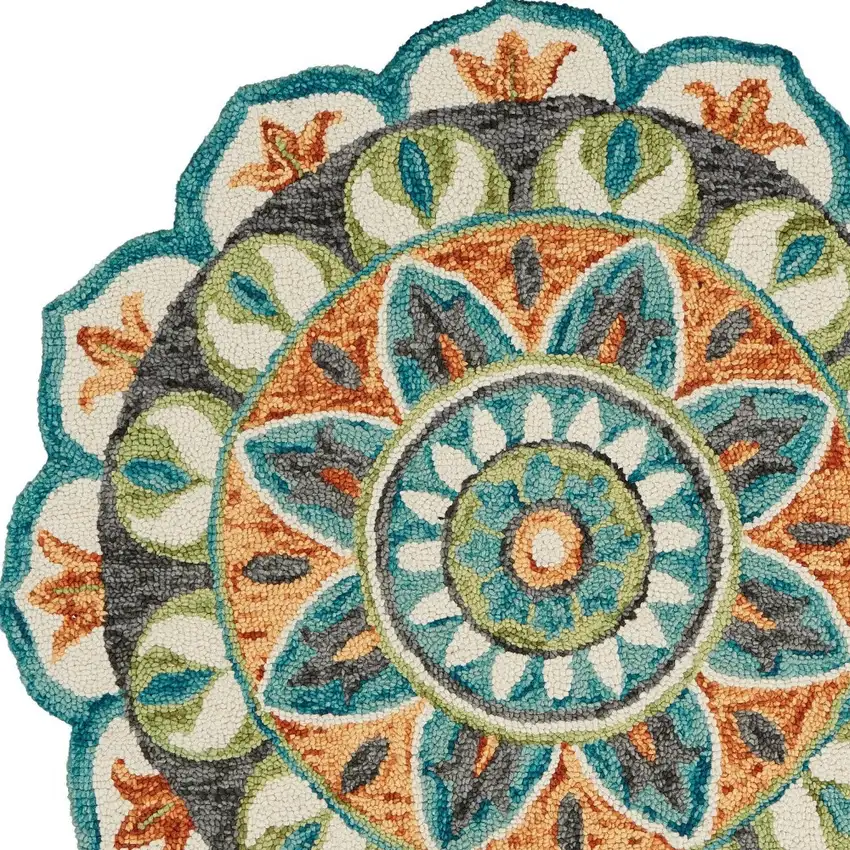 Blue And Orange Medallion Area Rug Photo 7