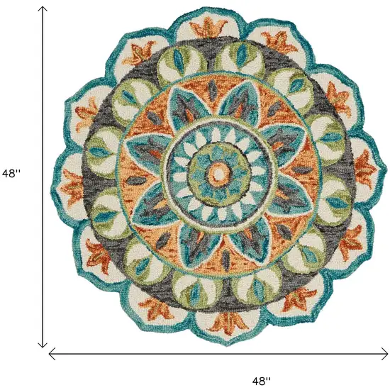 Blue And Orange Medallion Area Rug Photo 3