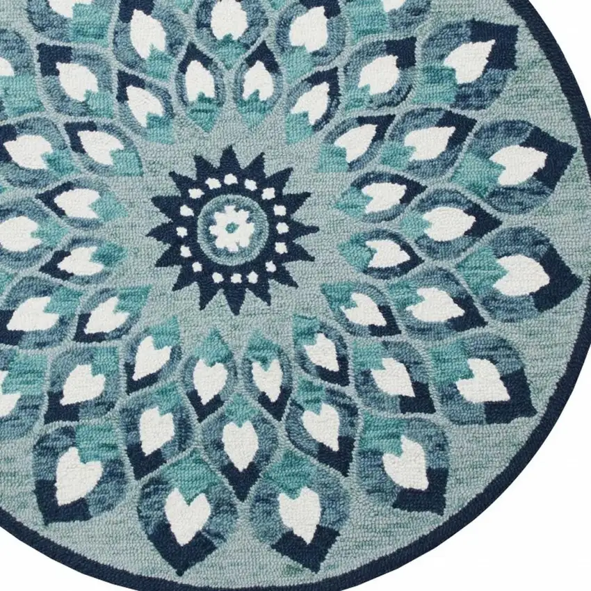 Blue and White Floral Feather Area Rug Photo 4