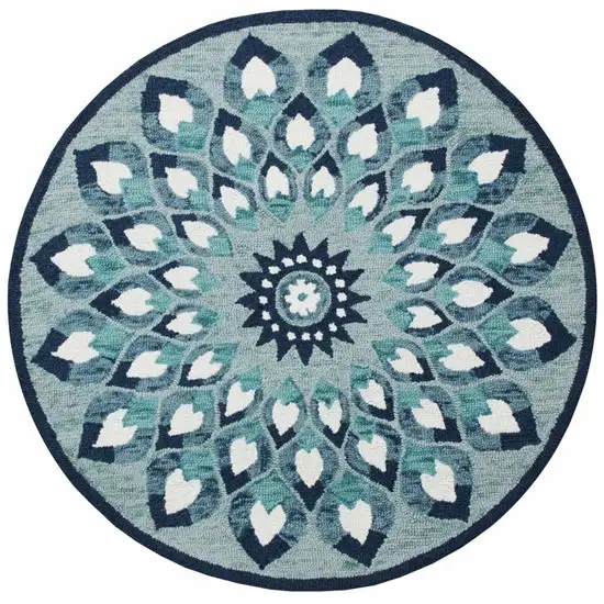 Blue and White Floral Feather Area Rug Photo 6