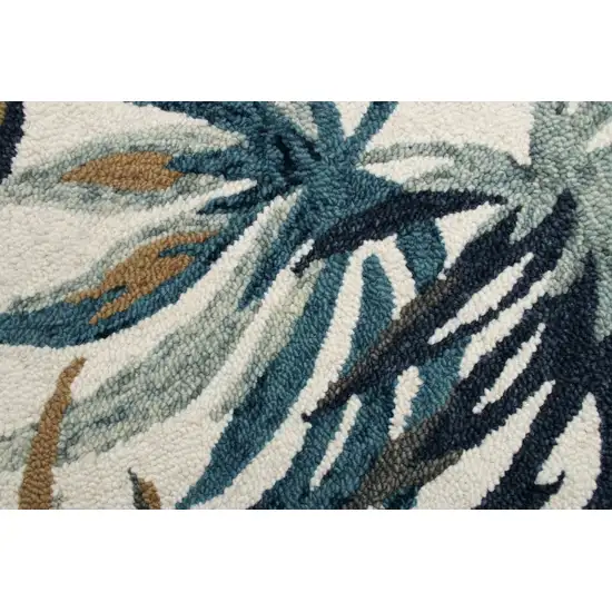 6' Round Blue and White Tropical Area Rug Photo 2