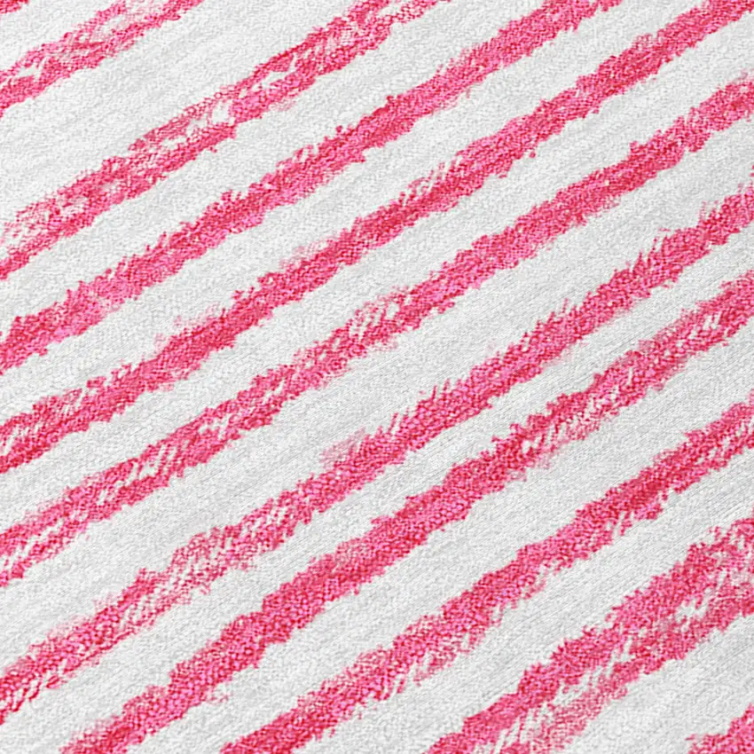 Blush Round Abstract Washable Non Skid Indoor Outdoor Area Rug Photo 8