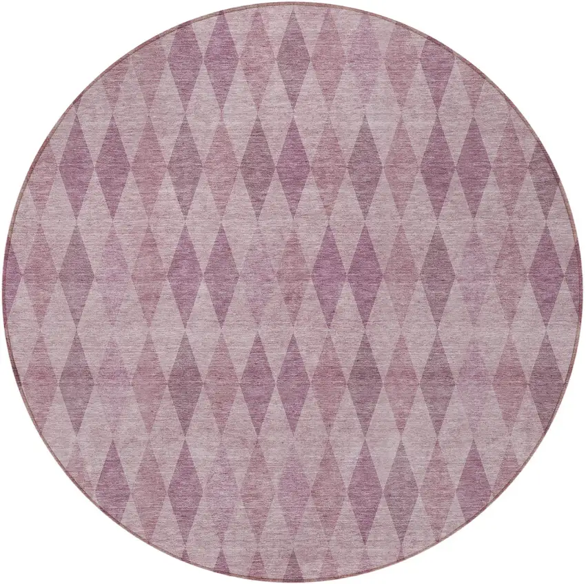 Blush Round Geometric Washable Non Skid Indoor Outdoor Area Rug Photo 4