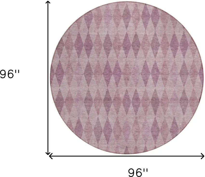 Blush Round Geometric Washable Non Skid Indoor Outdoor Area Rug Photo 3