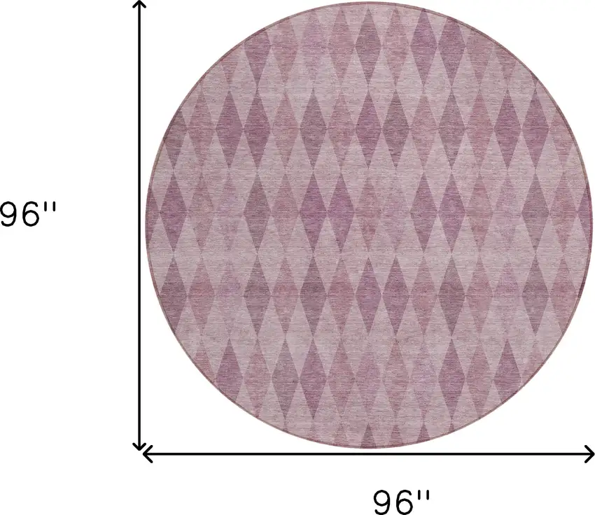 Blush Round Geometric Washable Non Skid Indoor Outdoor Area Rug Photo 3