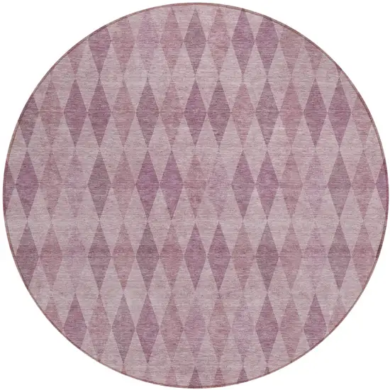 Blush Round Geometric Washable Non Skid Indoor Outdoor Area Rug Photo 2