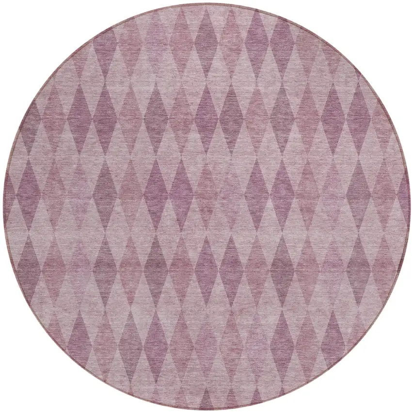 Blush Round Geometric Washable Non Skid Indoor Outdoor Area Rug Photo 2