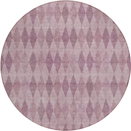 Blush Round Geometric Washable Non Skid Indoor Outdoor Area Rug Photo 2