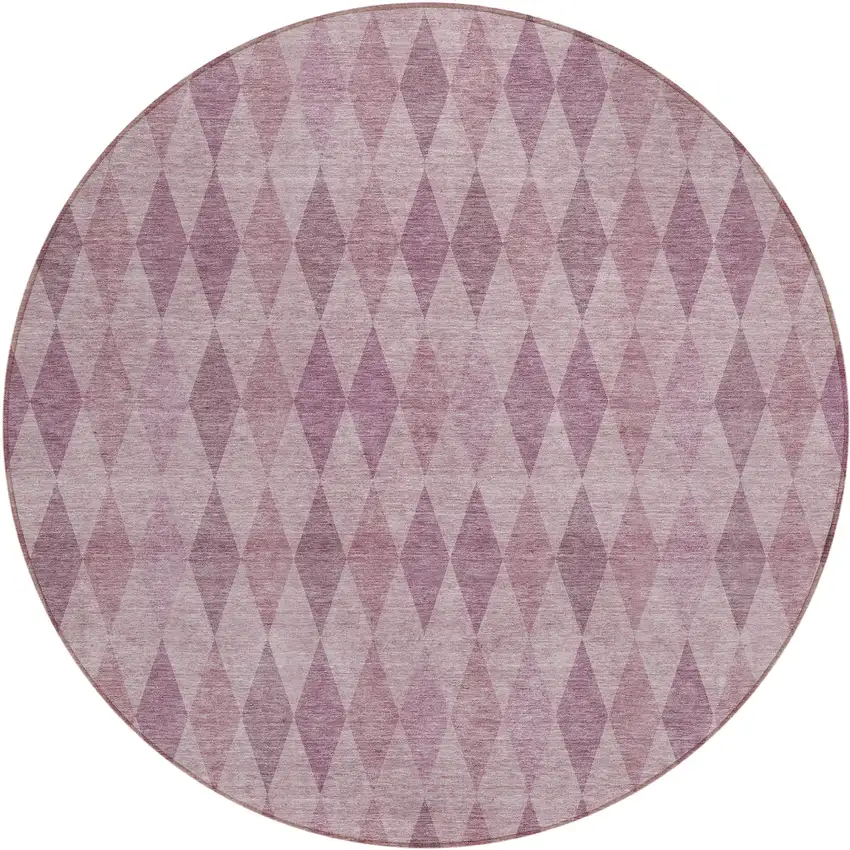 Blush Round Geometric Washable Non Skid Indoor Outdoor Area Rug Photo 2