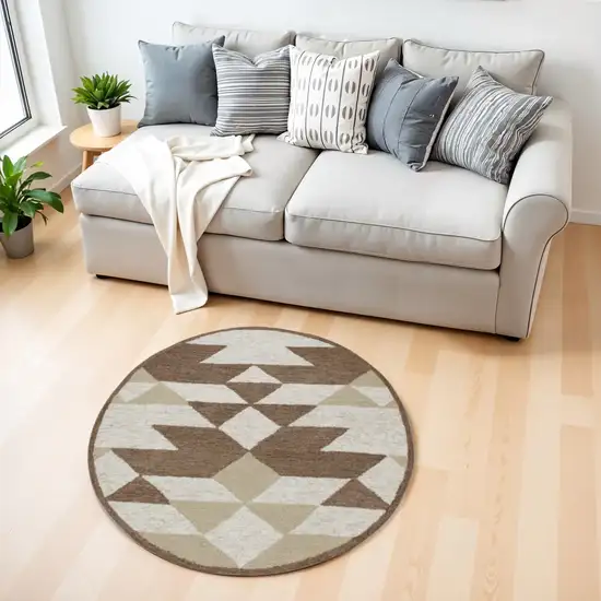 Brown Bohemian Geometric Area Rug Photo 1