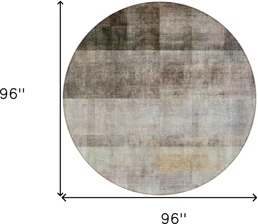 8' Round Brown Round Ombre Washable Non Skid Indoor Outdoor Area Rug Photo 3