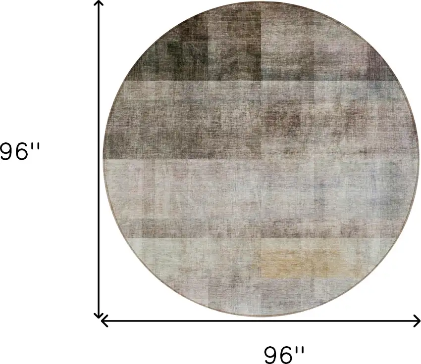 8' Round Brown Round Ombre Washable Non Skid Indoor Outdoor Area Rug Photo 3