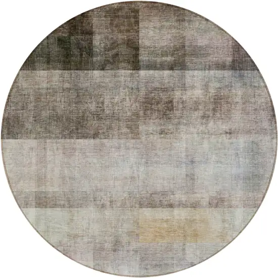 Brown Round Ombre Washable Non Skid Indoor Outdoor Area Rug Photo 2