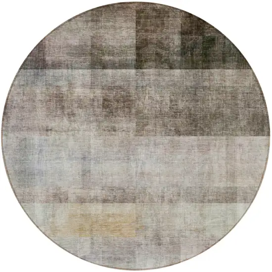 8' Round Brown Round Ombre Washable Non Skid Indoor Outdoor Area Rug Photo 4