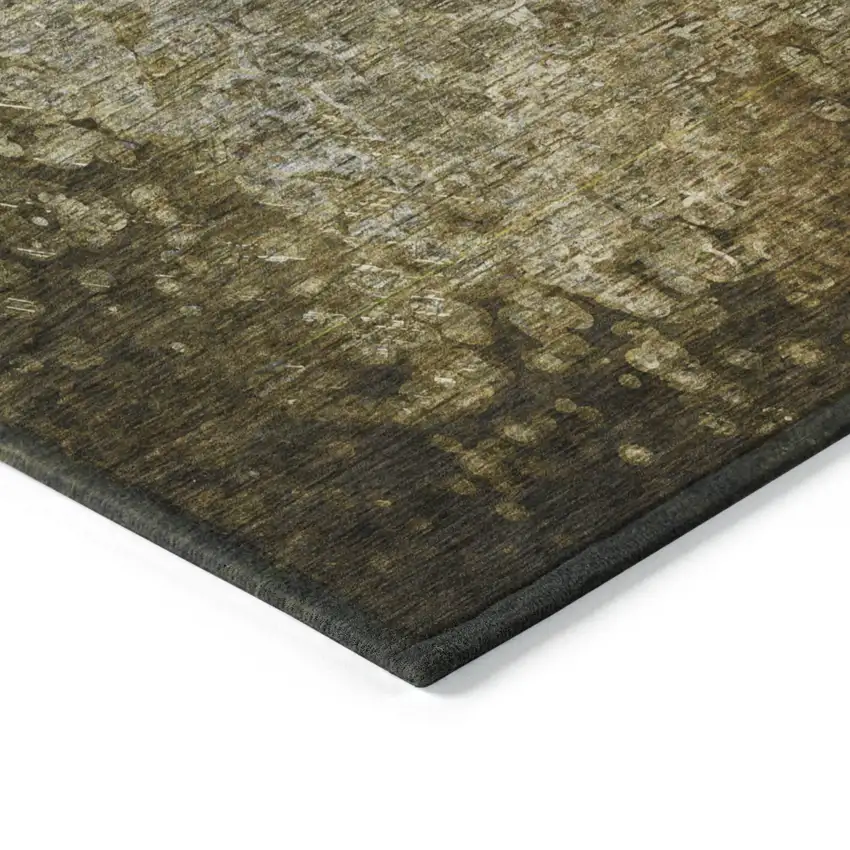 Brown Round Washable Non Skid Indoor Outdoor Area Rug Photo 7