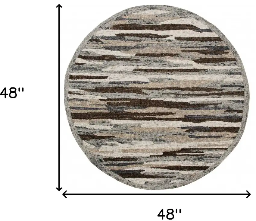 4' Round Brown and Gray Camouflage Area Rug Photo 8