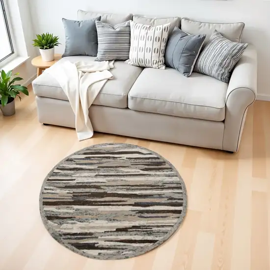 Brown and Gray Camouflage Area Rug Photo 1