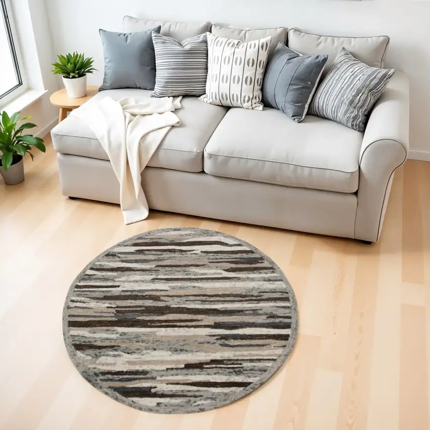 Brown and Gray Camouflage Area Rug Photo 1
