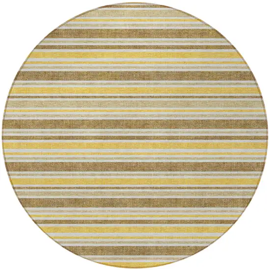 Brown and Orange Round Striped Washable Non Skid Indoor Outdoor Area Rug Photo 4