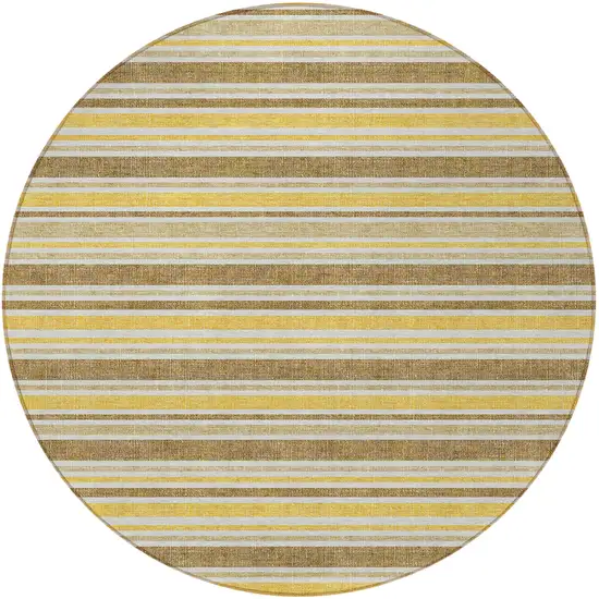 Brown and Orange Round Striped Washable Non Skid Indoor Outdoor Area Rug Photo 4